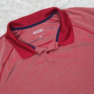 Rhone Mens Polo Shirt Red Performance Stretch‎ Short Sleeve Size XL Golf